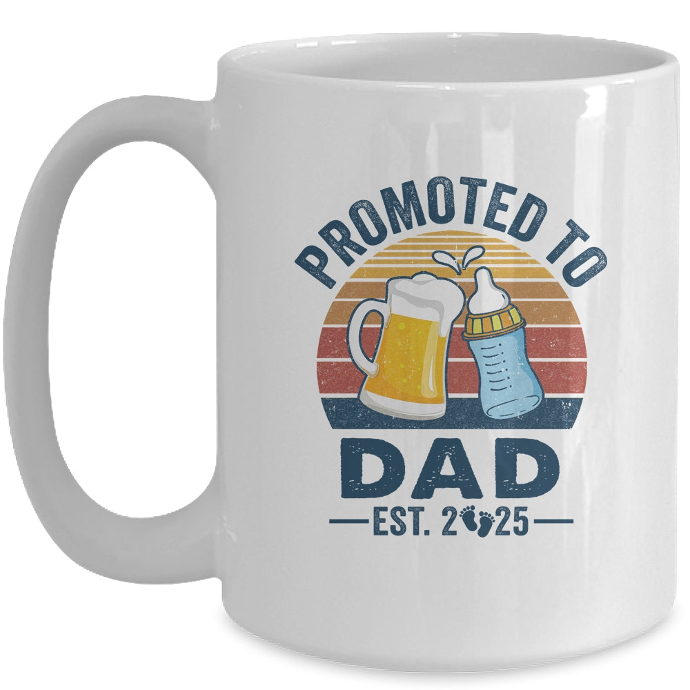 Promoted To Dad Est 2025 First Time Fathers Day Vintage Mug | teecentury