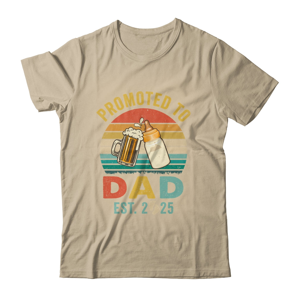 Promoted To Dad Est 2025 Vintage New Daddy Fathers Day Shirt & Hoodie | teecentury