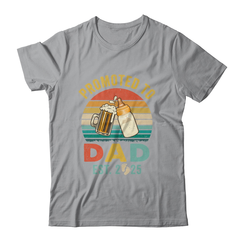 Promoted To Dad Est 2025 Vintage New Daddy Fathers Day Shirt & Hoodie | teecentury