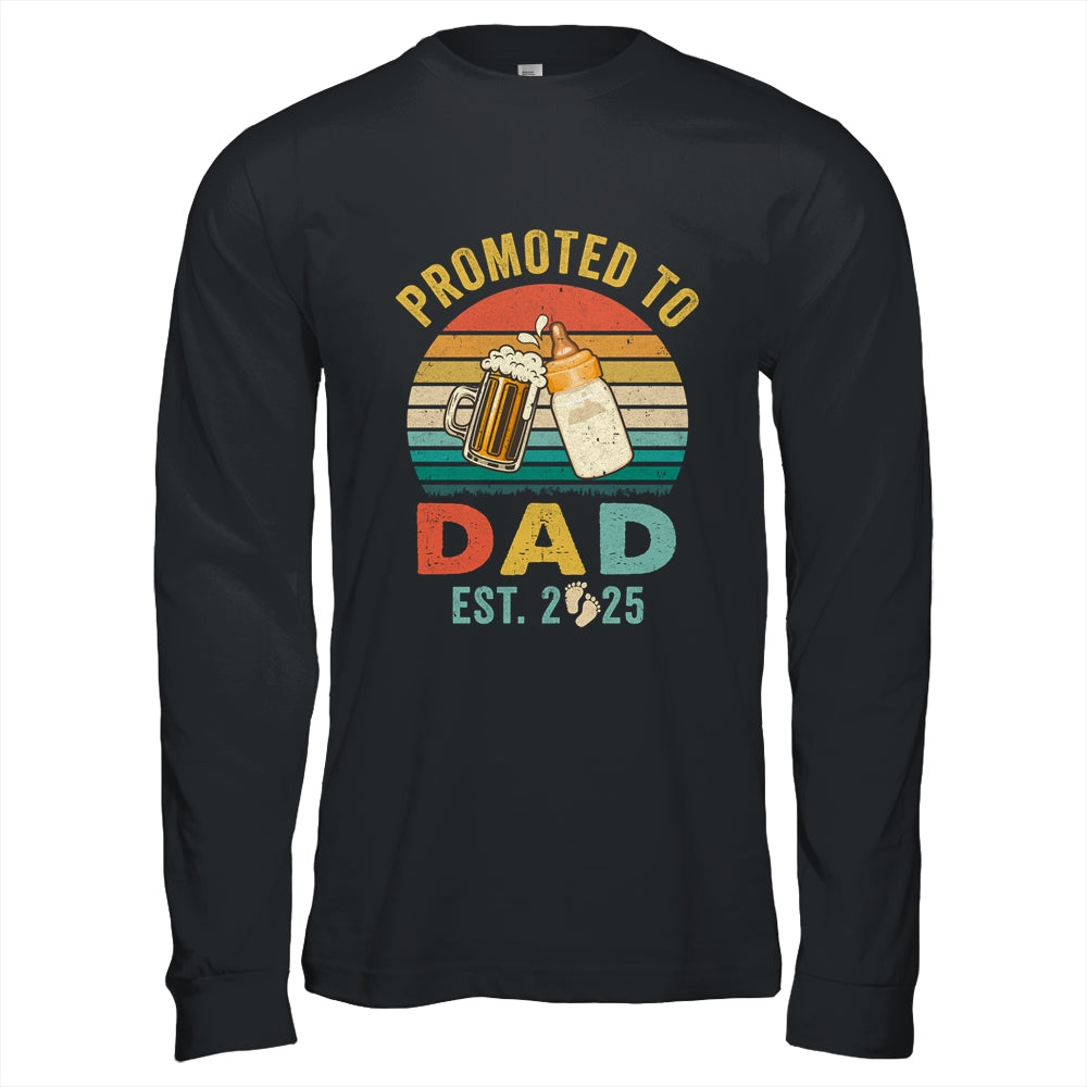 Promoted To Dad Est 2025 Vintage New Daddy Fathers Day Shirt & Hoodie | teecentury