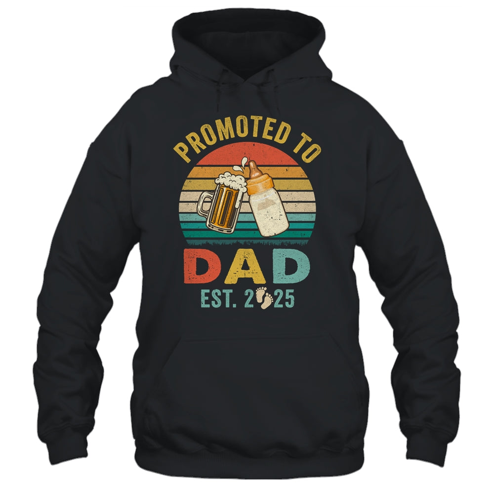 Promoted To Dad Est 2025 Vintage New Daddy Fathers Day Shirt & Hoodie | teecentury