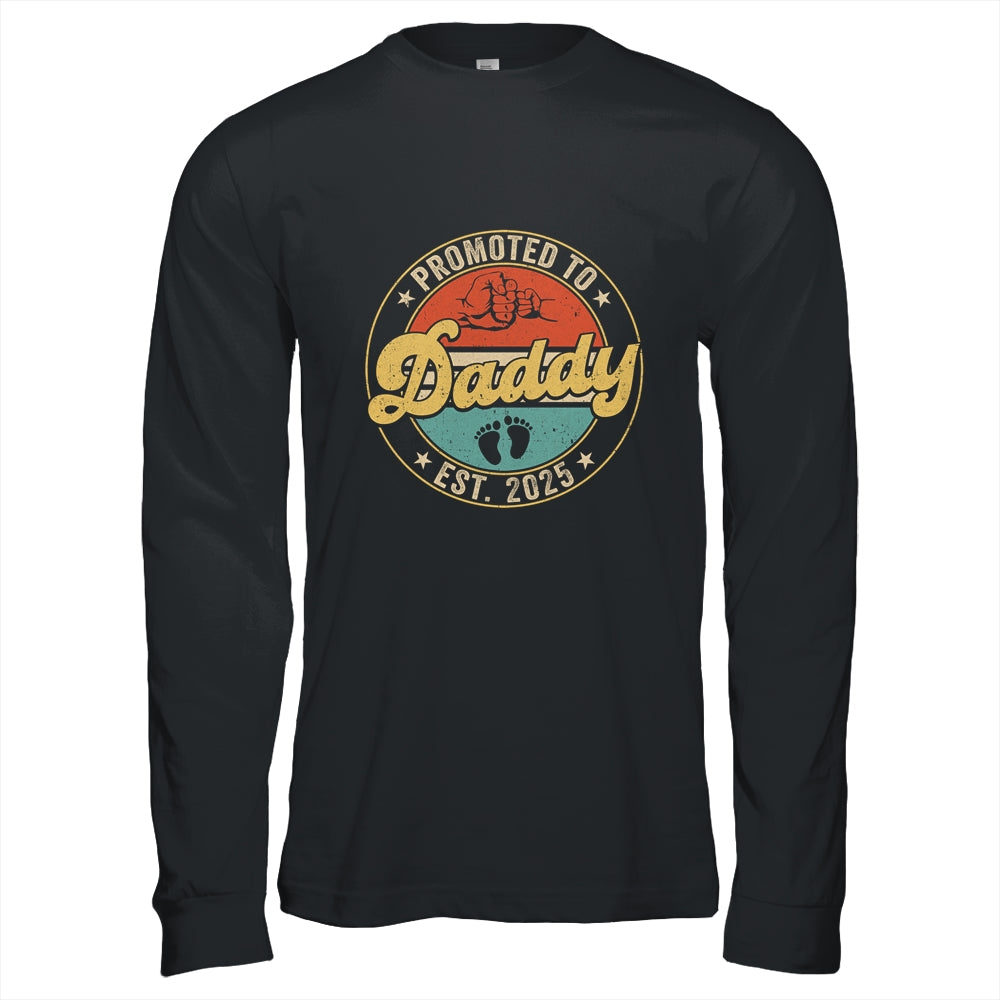Promoted To Daddy 2025 Pregnancy New First Daddy Retro Shirt & Hoodie | teecentury