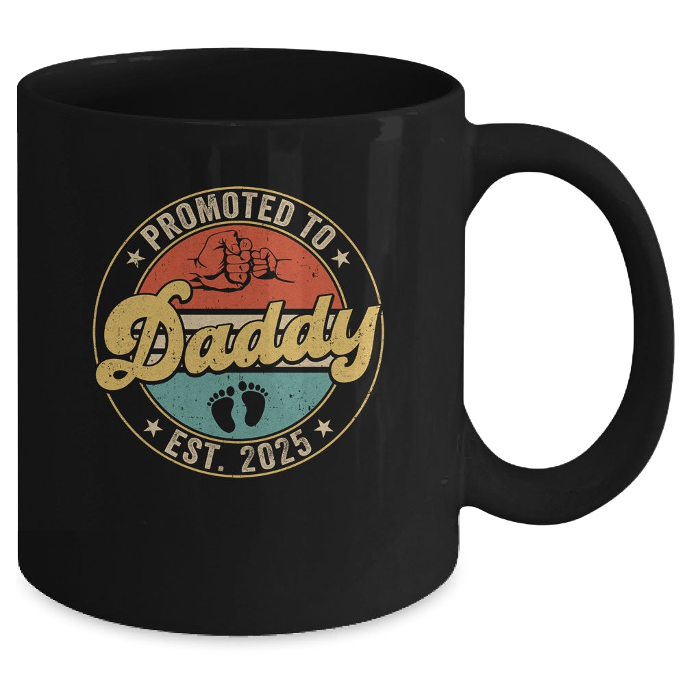 Promoted To Daddy 2025 Pregnancy New First Daddy Retro Mug | teecentury