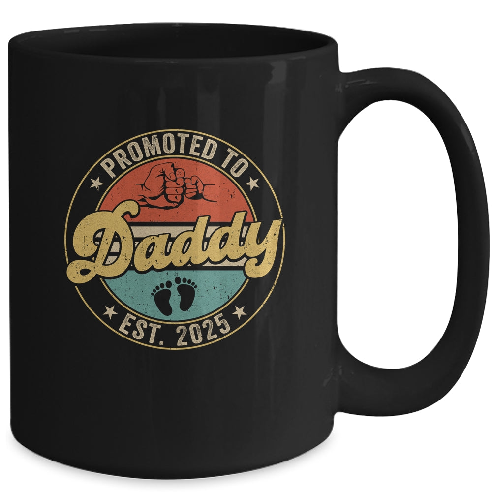 Promoted To Daddy 2025 Pregnancy New First Daddy Retro Mug | teecentury