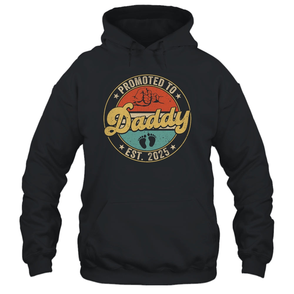Promoted To Daddy 2025 Pregnancy New First Daddy Retro Shirt & Hoodie | teecentury