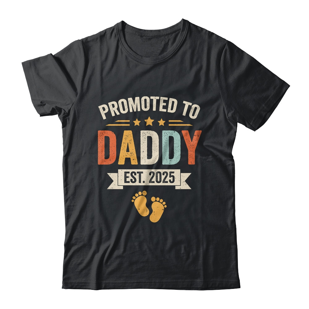 Promoted To Daddy 2025 Retro Soon To Be Daddy Est 2025 Shirt & Hoodie | teecentury