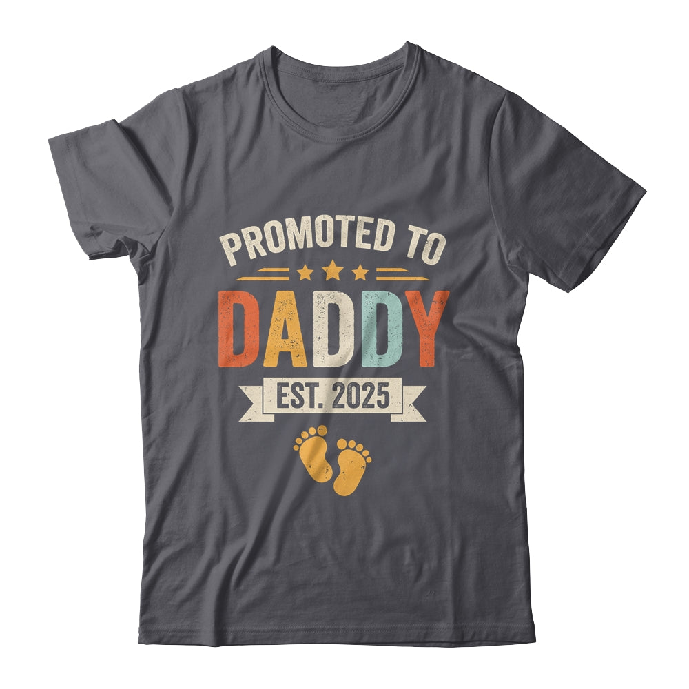 Promoted To Daddy 2025 Retro Soon To Be Daddy Est 2025 Shirt & Hoodie | teecentury
