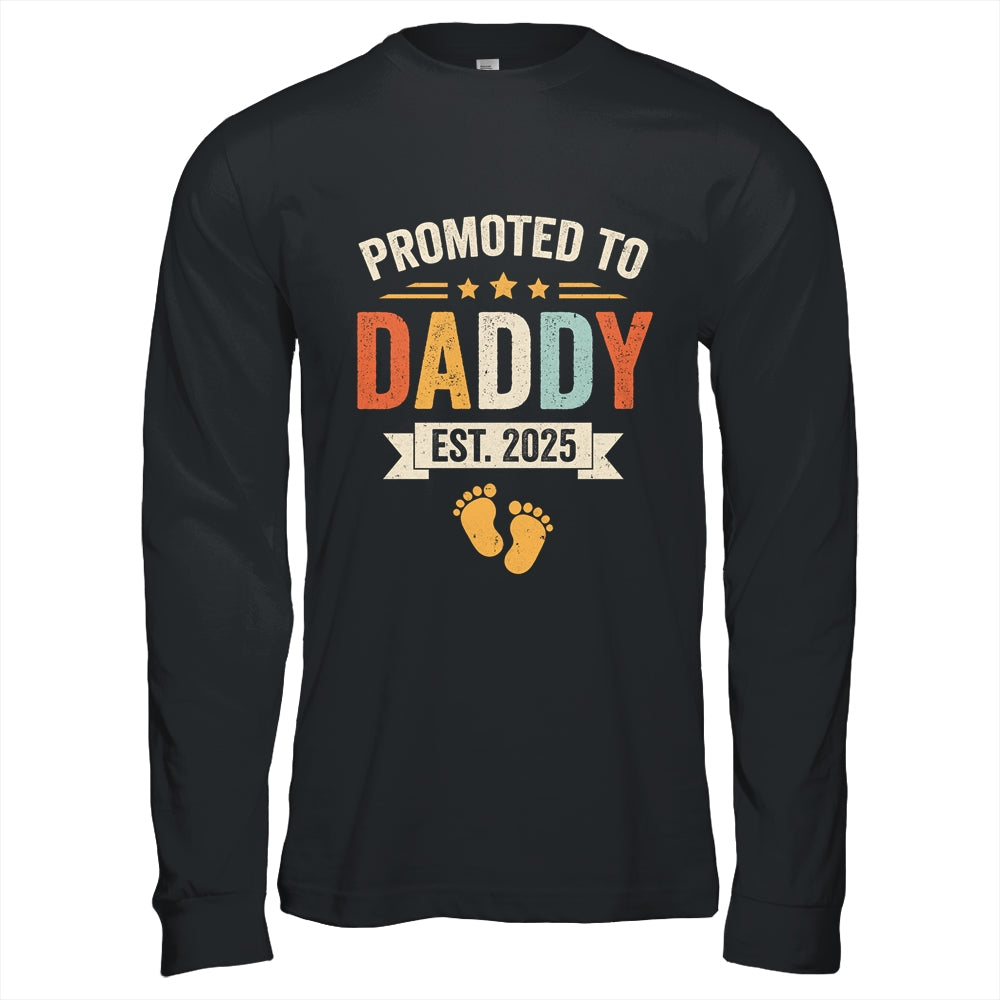 Promoted To Daddy 2025 Retro Soon To Be Daddy Est 2025 Shirt & Hoodie | teecentury