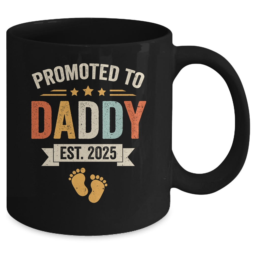 Promoted To Daddy 2025 Retro Soon To Be Daddy Est 2025 Mug | teecentury