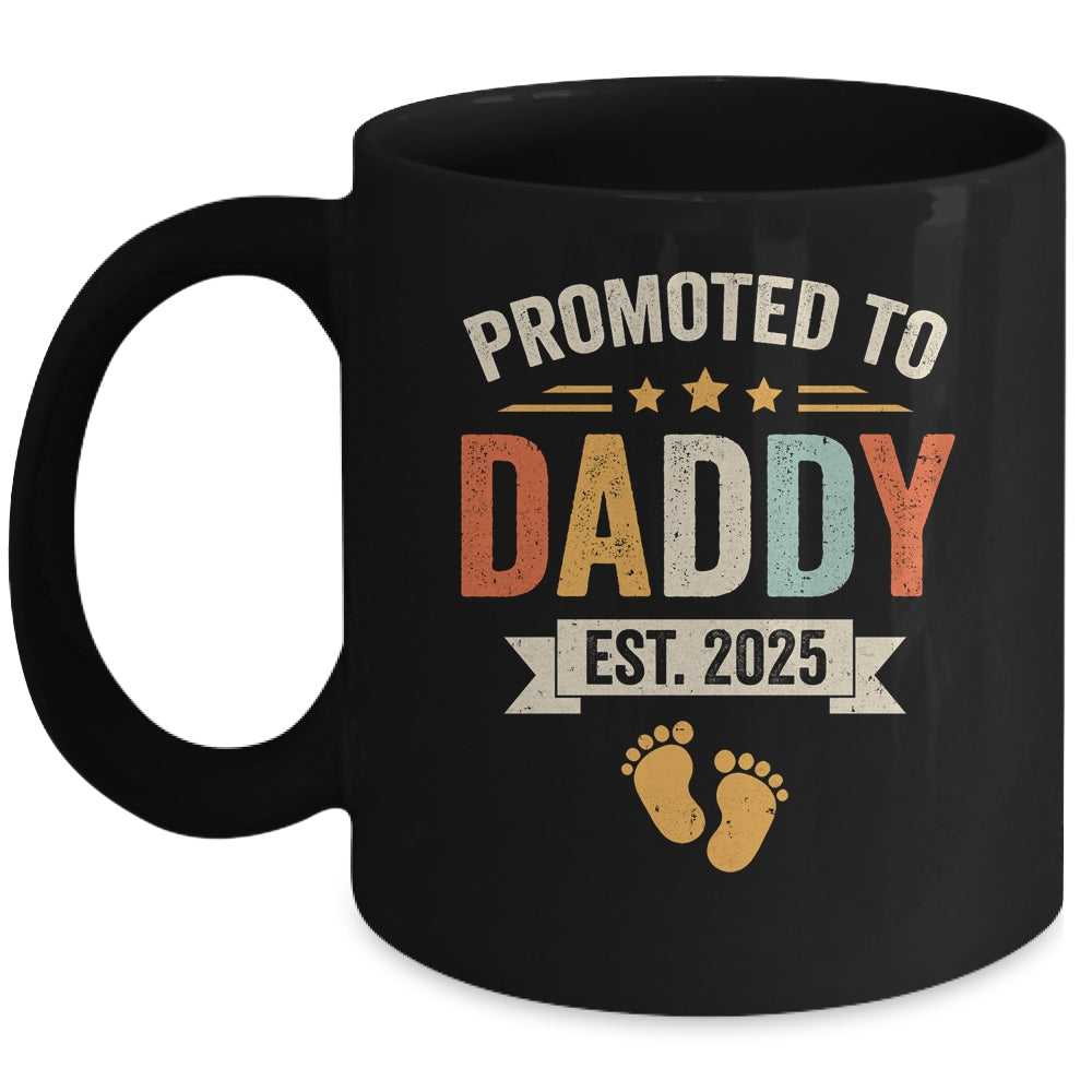 Promoted To Daddy 2025 Retro Soon To Be Daddy Est 2025 Mug | teecentury