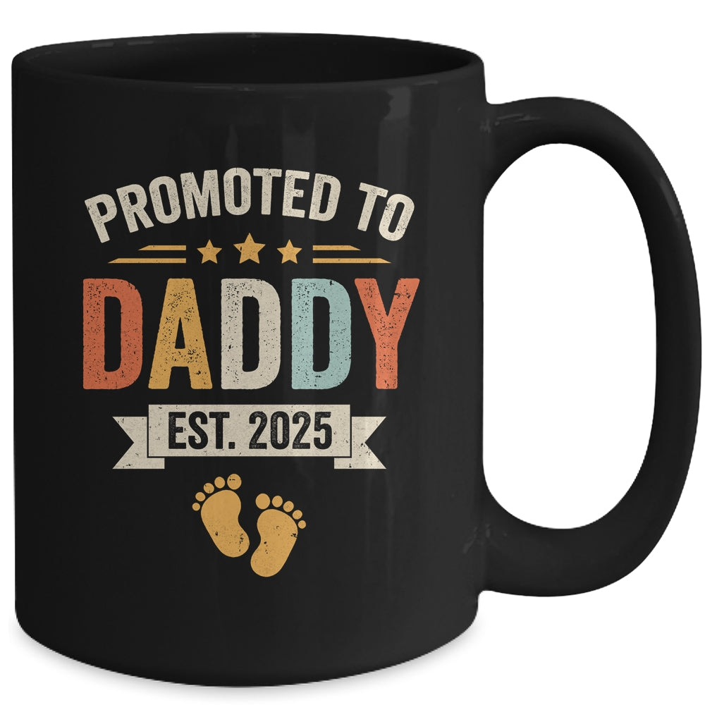 Promoted To Daddy 2025 Retro Soon To Be Daddy Est 2025 Mug | teecentury