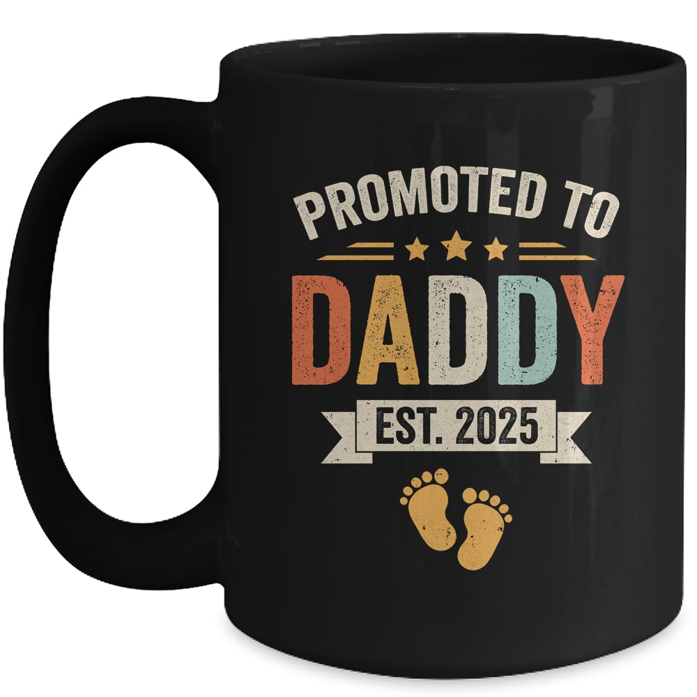 Promoted To Daddy 2025 Retro Soon To Be Daddy Est 2025 Mug | teecentury