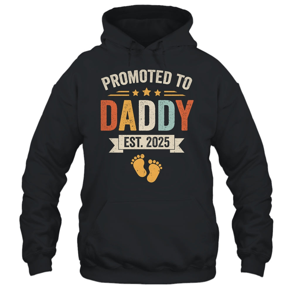 Promoted To Daddy 2025 Retro Soon To Be Daddy Est 2025 Shirt & Hoodie | teecentury
