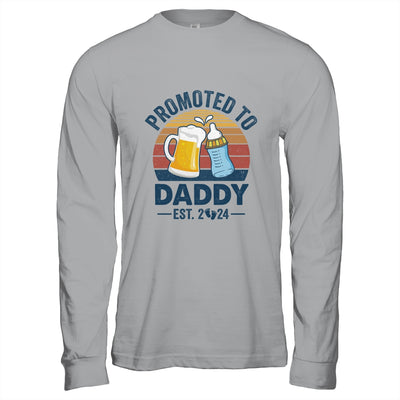 Promoted To Daddy Est 2024 First Time Fathers Day Vintage Shirt & Hoodie | teecentury