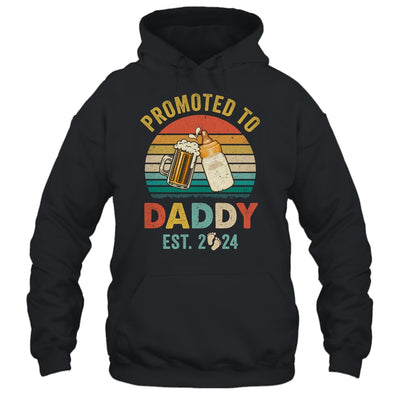 Promoted To Daddy Est 2024 Vintage New Dad Fathers Day Shirt & Hoodie | teecentury