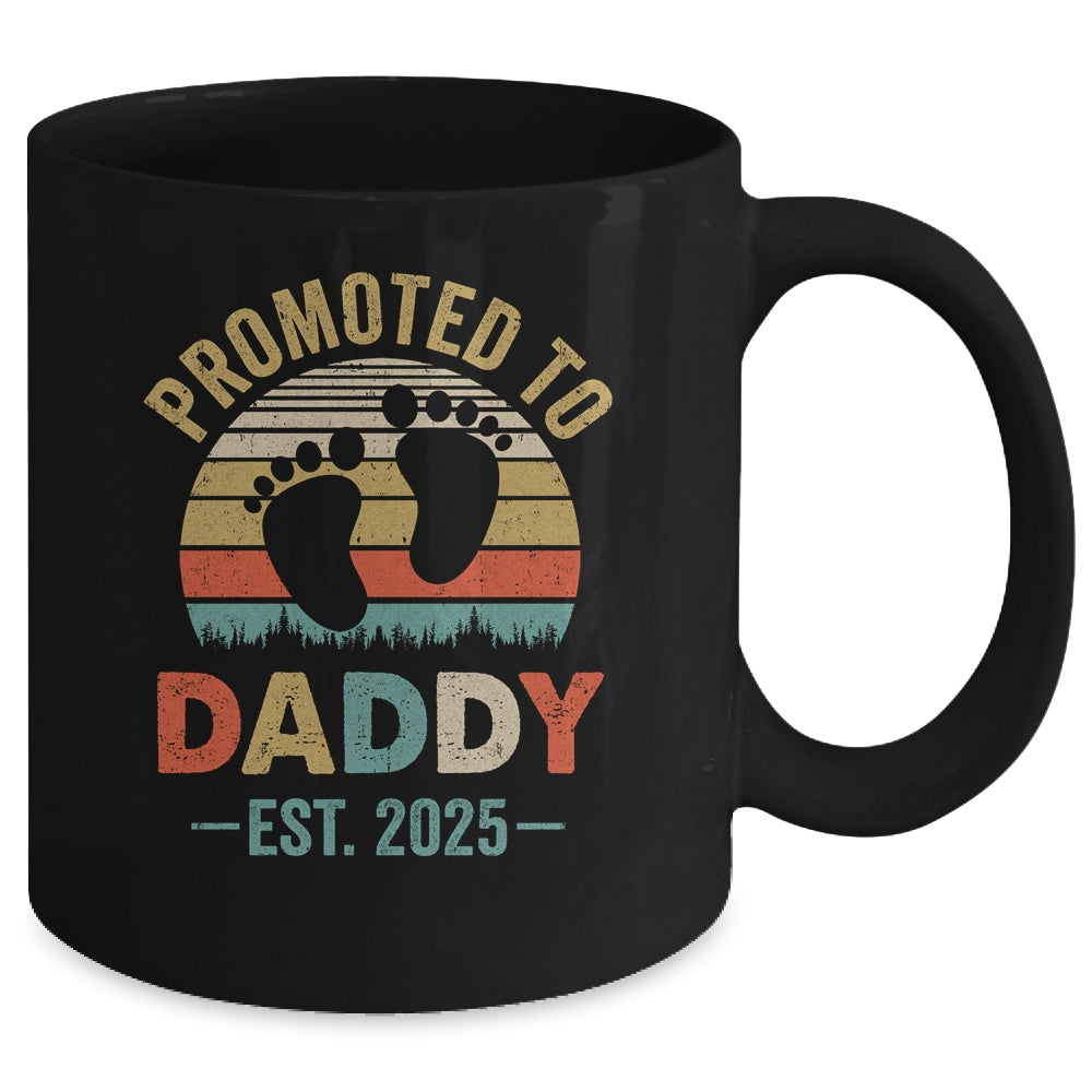 Promoted To Daddy Est 2025 Fathers Day Vintage Mug | teecentury