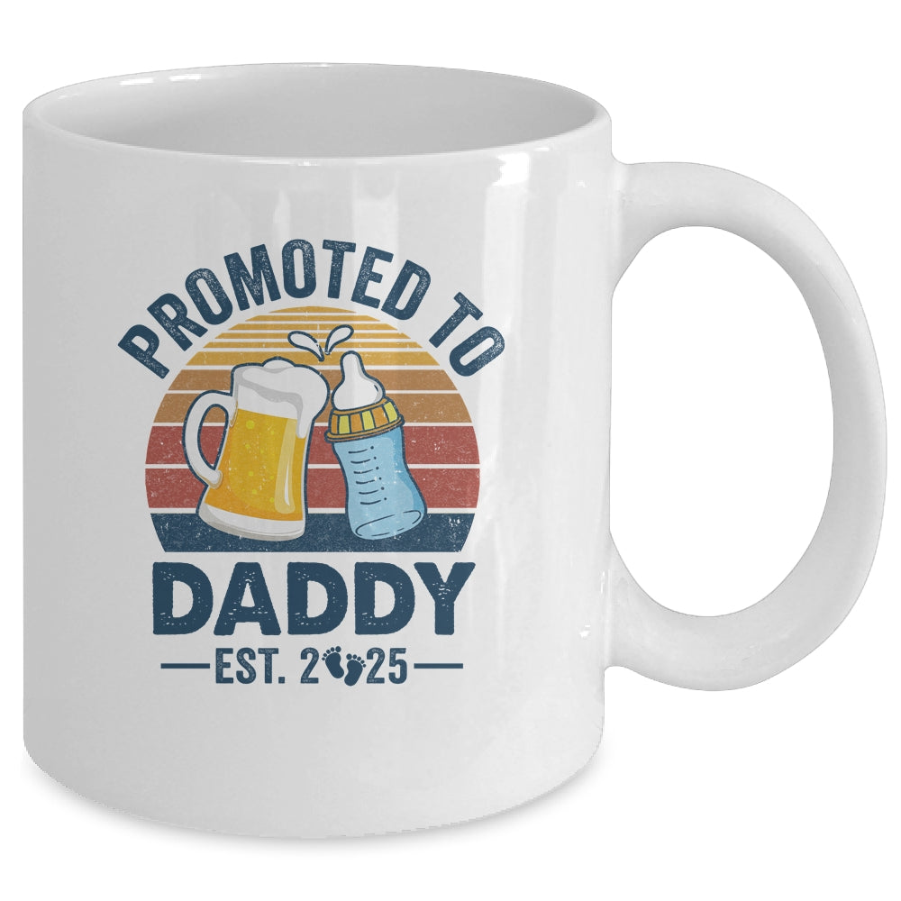 Promoted To Daddy Est 2025 First Time Fathers Day Vintage Mug | teecentury