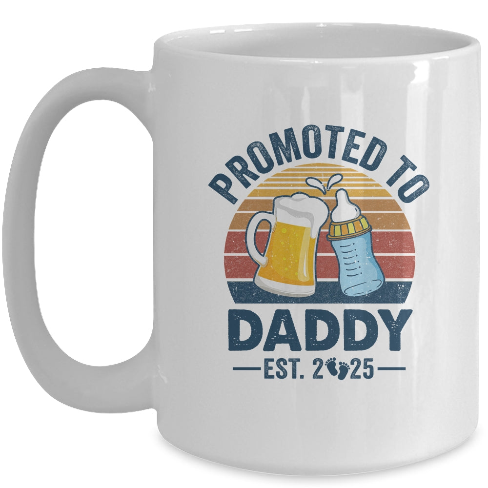 Promoted To Daddy Est 2025 First Time Fathers Day Vintage Mug | teecentury