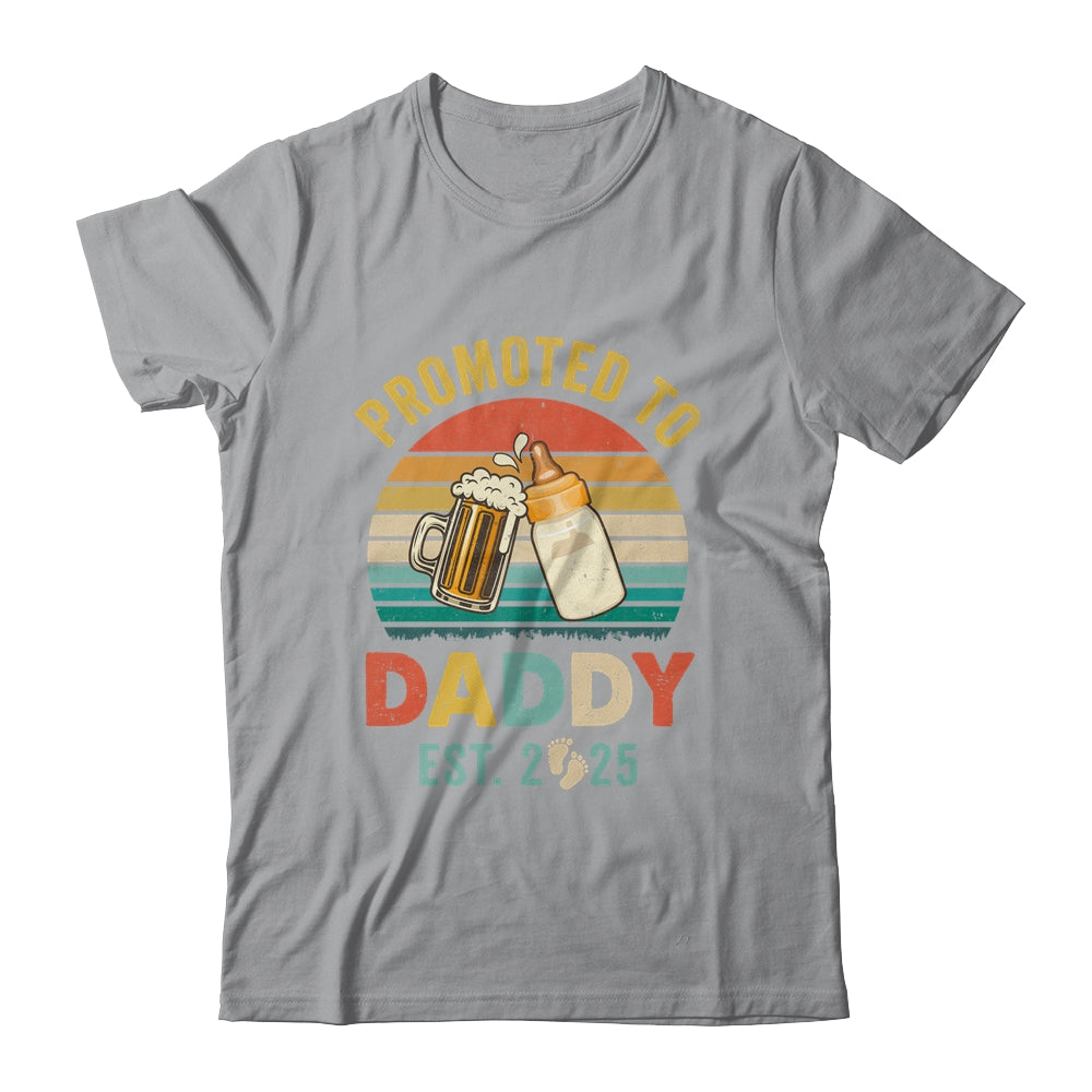Promoted To Daddy Est 2025 Vintage New Dad Fathers Day Shirt & Hoodie | teecentury
