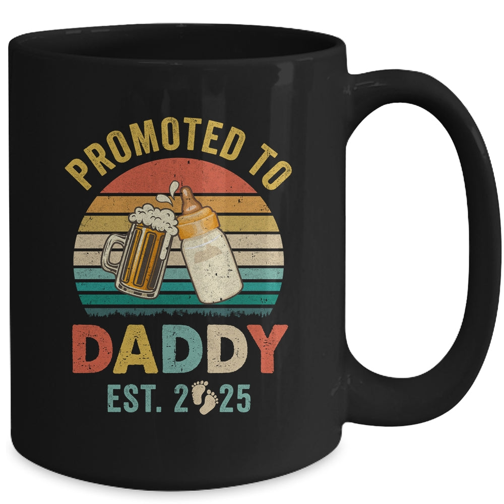 Promoted To Daddy Est 2025 Vintage New Dad Fathers Day Mug | teecentury