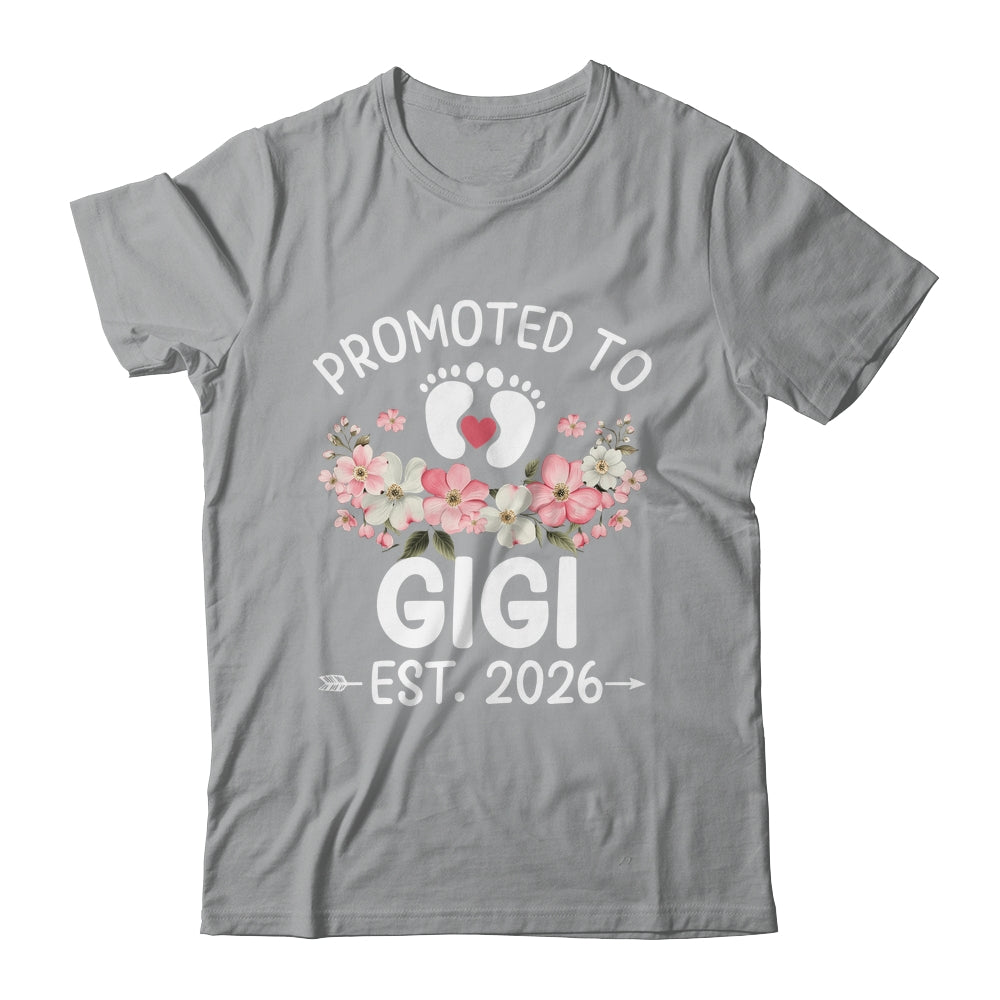 Promoted To Gigi 2026 First Time Floral New Gigi Shirt & Hoodie | teecentury