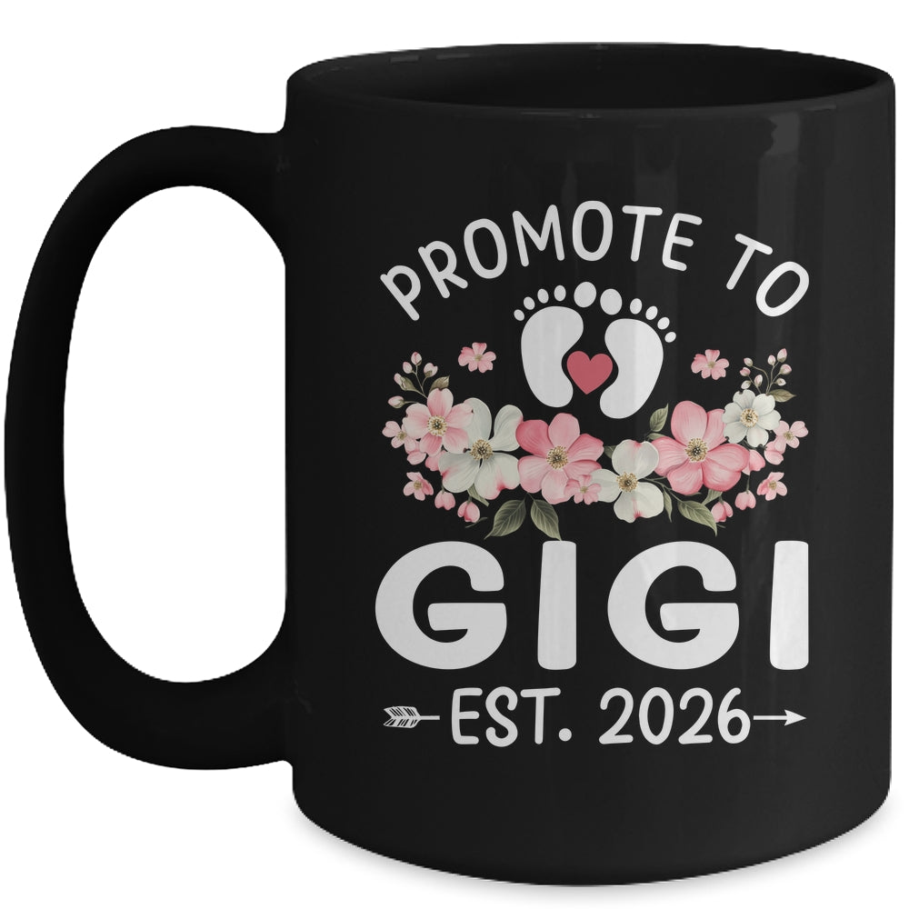 Promoted To Gigi 2026 First Time Floral New Gigi Mug | teecentury