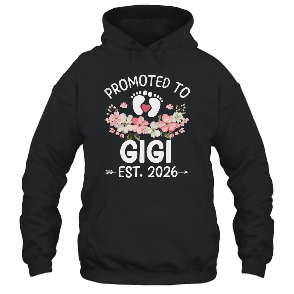 Promoted To Gigi 2026 First Time Floral New Gigi Shirt & Hoodie | teecentury