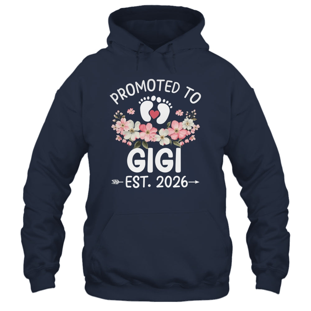 Promoted To Gigi 2026 First Time Floral New Gigi Shirt & Hoodie | teecentury