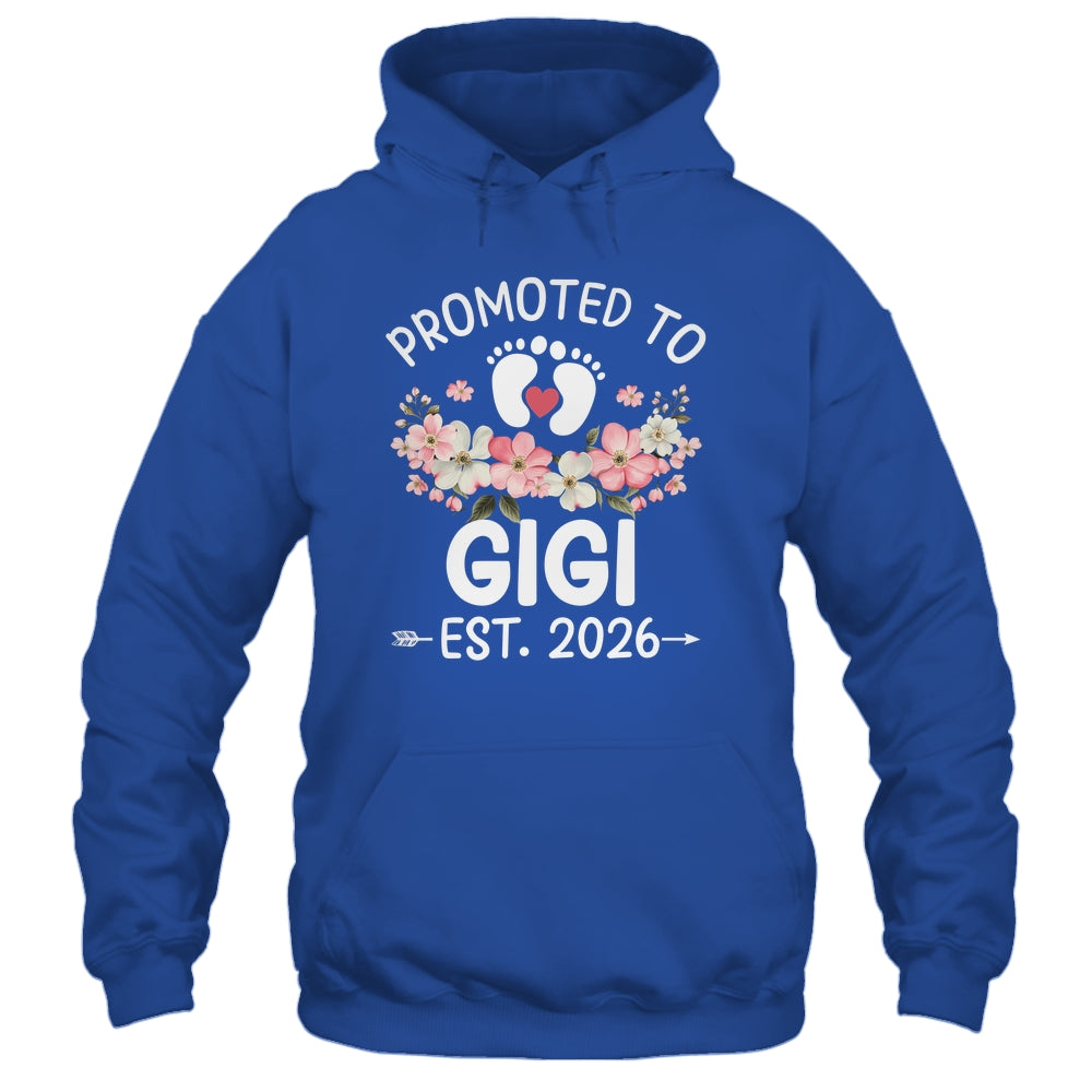 Promoted To Gigi 2026 First Time Floral New Gigi Shirt & Hoodie | teecentury