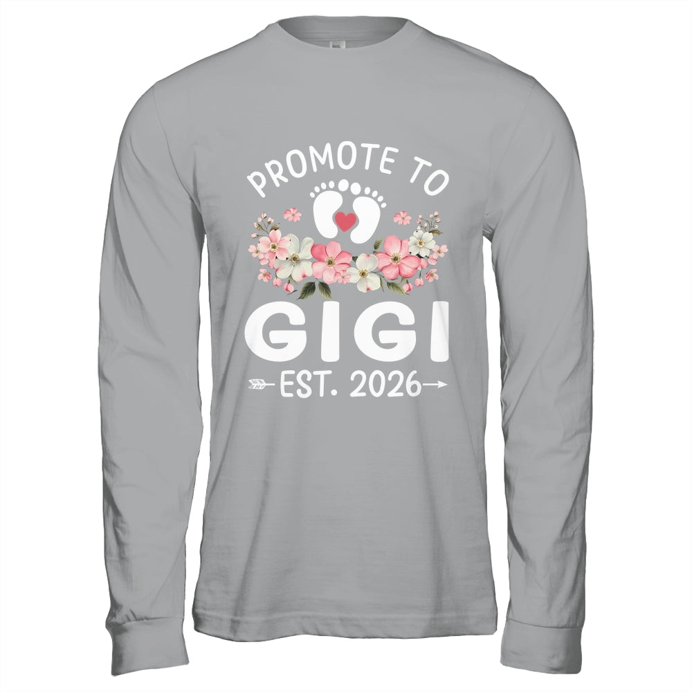 Promoted To Gigi 2026 First Time Floral New Gigi Shirt & Hoodie | teecentury
