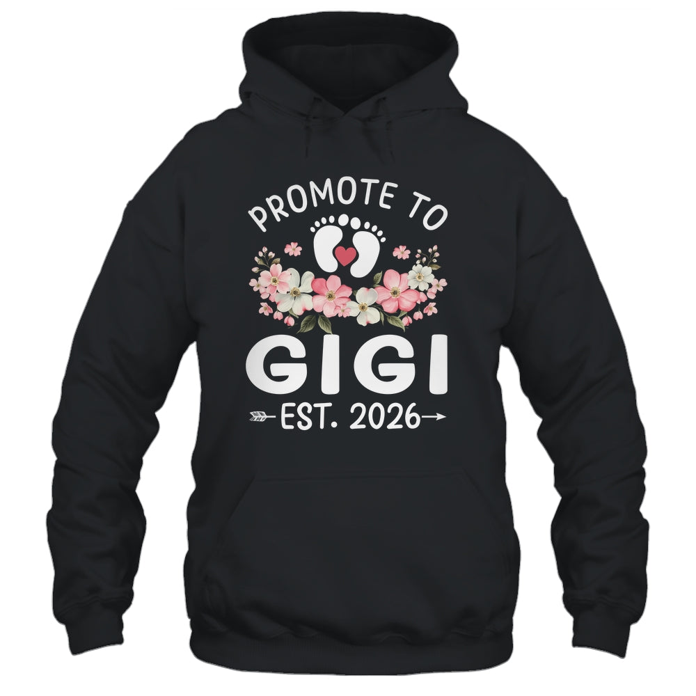 Promoted To Gigi 2026 First Time Floral New Gigi Shirt & Hoodie | teecentury