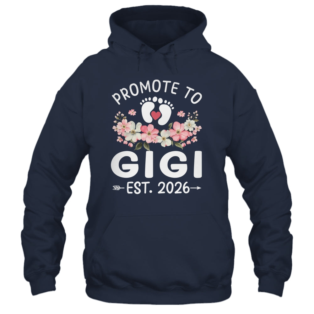 Promoted To Gigi 2026 First Time Floral New Gigi Shirt & Hoodie | teecentury
