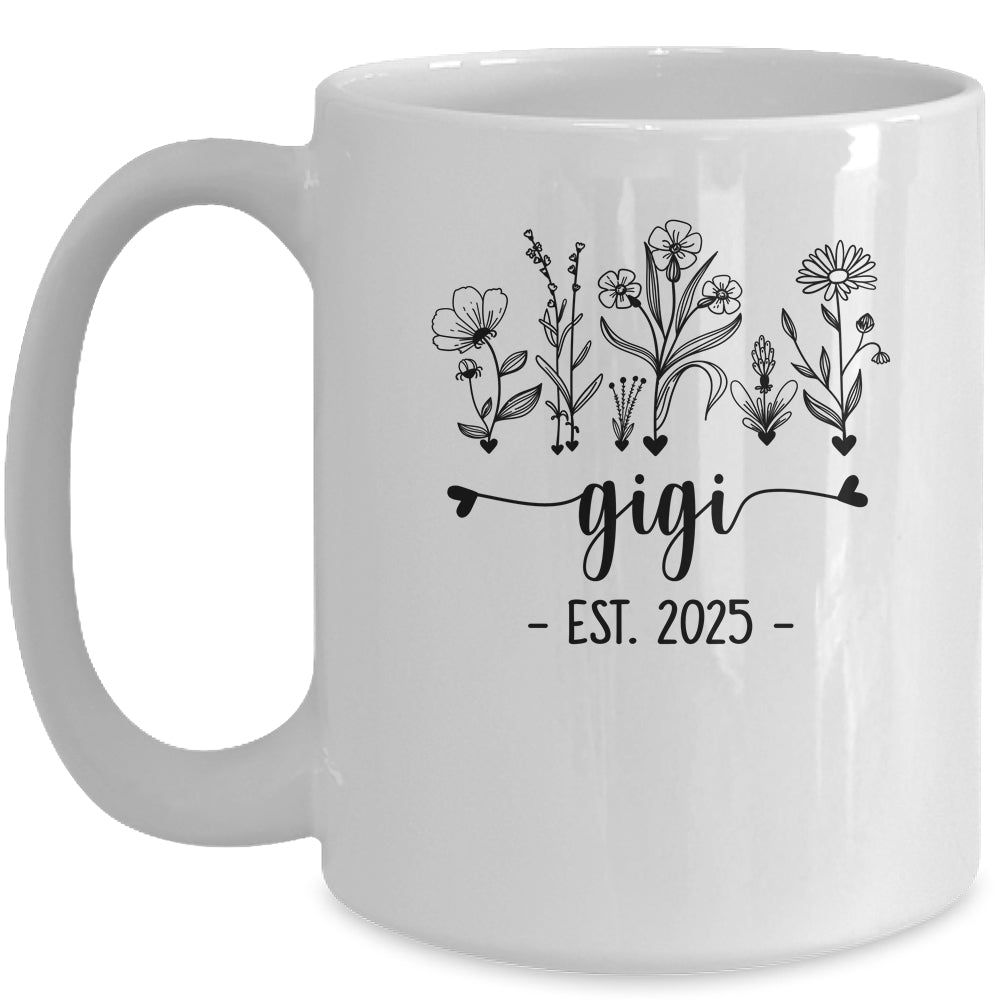 Promoted To Gigi Est 2025 Pregnancy Announcement Flower Mug | teecentury