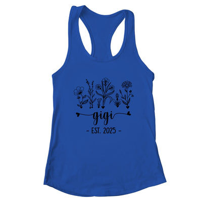 Promoted To Gigi Est 2025 Pregnancy Announcement Flower Shirt & Tank Top | teecentury
