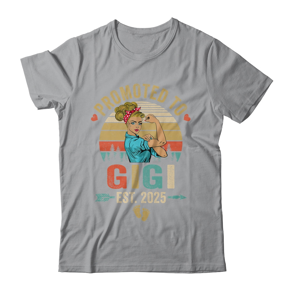 Promoted To Gigi Est 2025 Retro First Time Gigi Shirt & Tank Top | teecentury