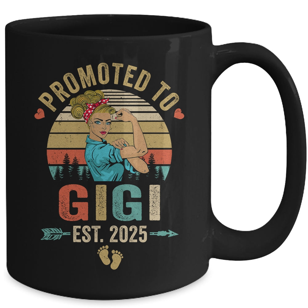 Promoted To Gigi Est 2025 Retro First Time Gigi Mug | teecentury