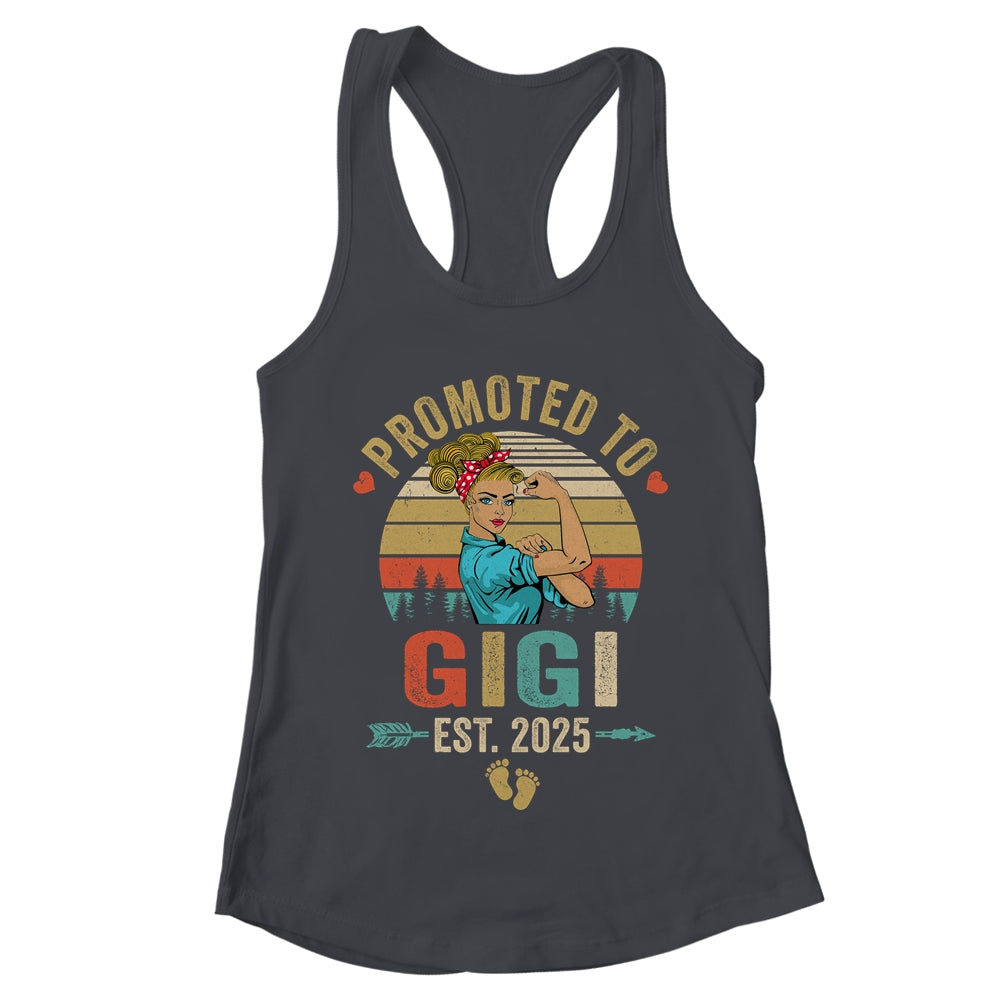 Promoted To Gigi Est 2025 Retro First Time Gigi Shirt & Tank Top | teecentury