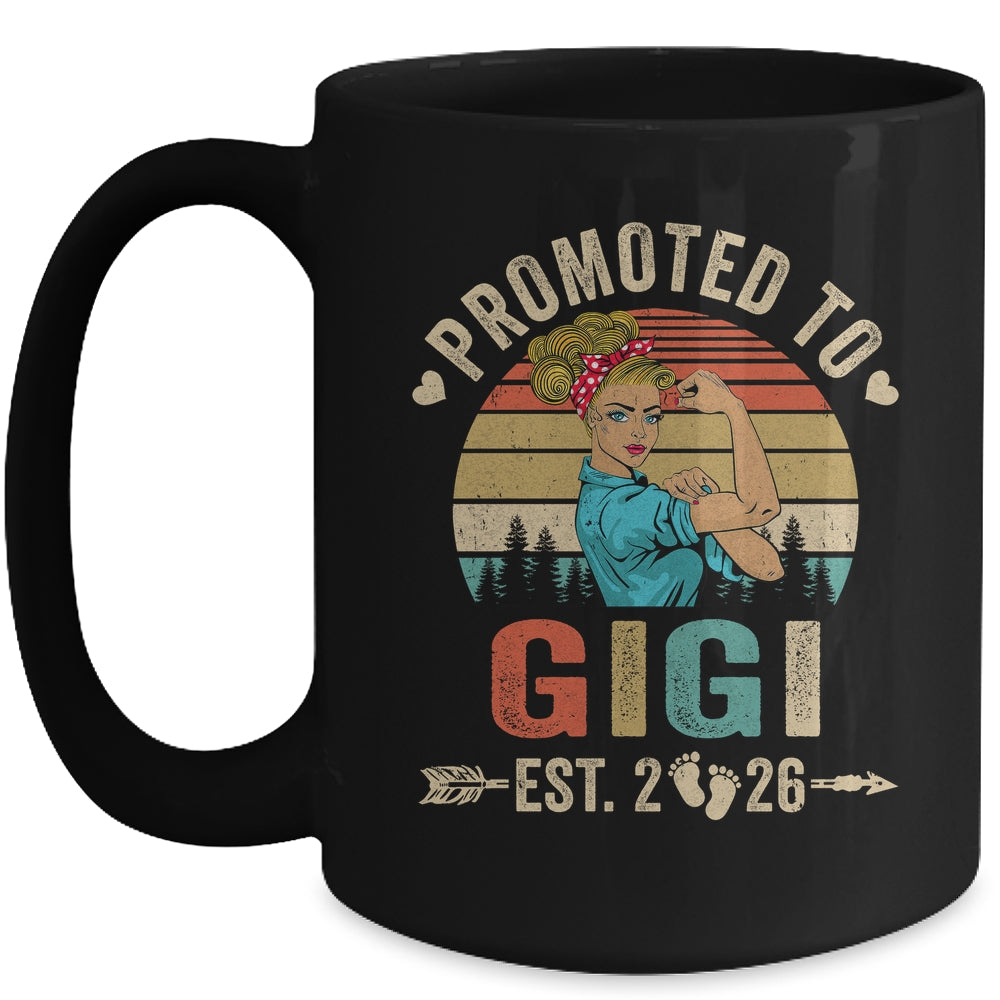 Promoted To Gigi Est 2026 Retro First Time Gigi Mug | teecentury