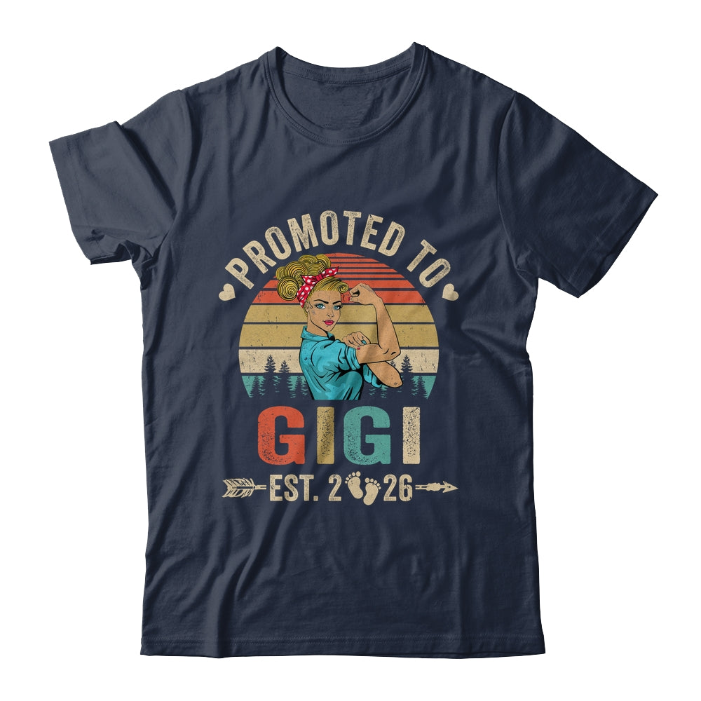 Promoted To Gigi Est 2026 Retro First Time Gigi Shirt & Tank Top | teecentury