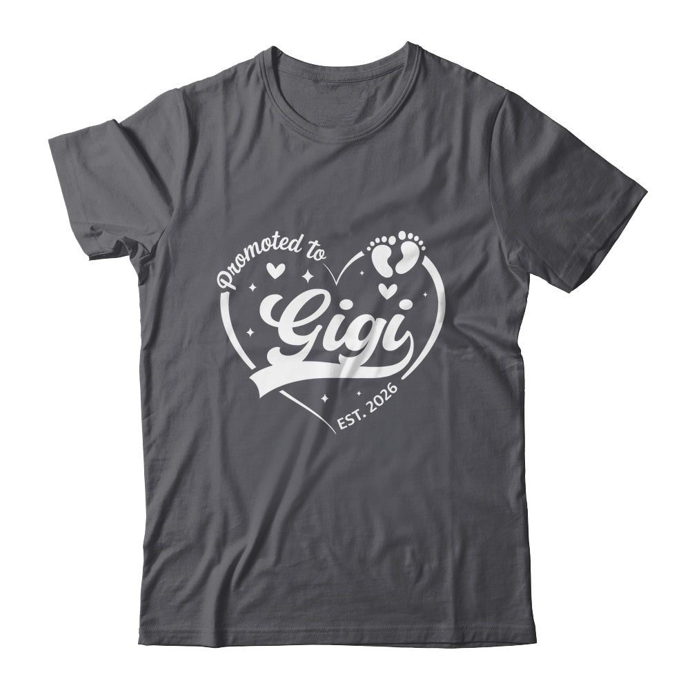 Promoted To Gigi Est 2026 Soon To Be New Grandmom Heart Shirt & Tank Top | teecentury