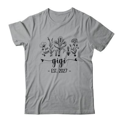 Promoted To Gigi Est 2027 Pregnancy Announcement Flower Shirt & Tank Top | teecentury