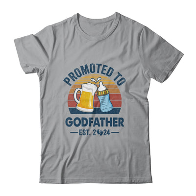 Promoted To Godfather Est 2024 First Time Fathers Day Retro Shirt & Hoodie | teecentury