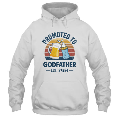 Promoted To Godfather Est 2024 First Time Fathers Day Retro Shirt & Hoodie | teecentury