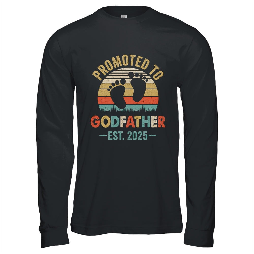 Promoted To Godfather Est 2025 Fathers Day Vintage Shirt & Hoodie | teecentury
