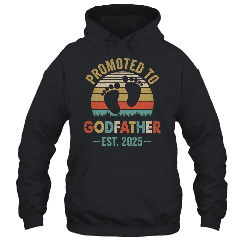 Promoted To Godfather Est 2025 Fathers Day Vintage Shirt & Hoodie | teecentury