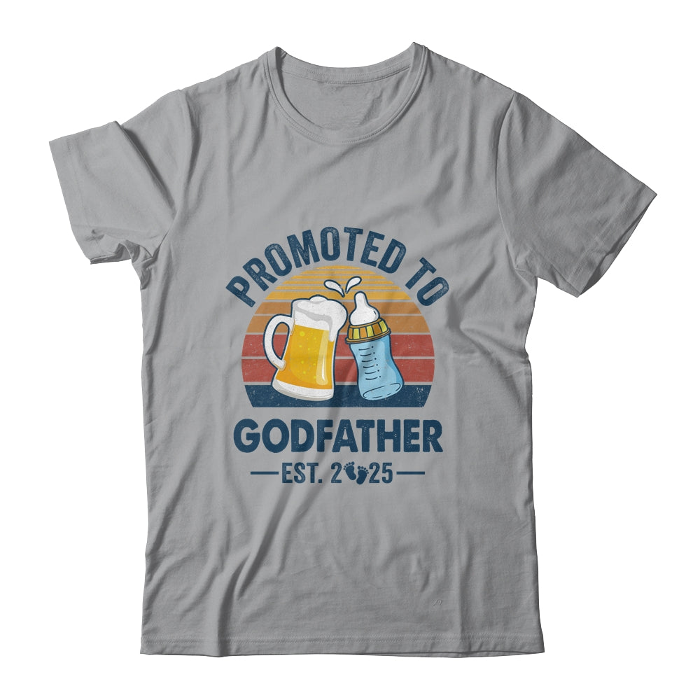 Promoted To Godfather Est 2025 First Time Fathers Day Retro Shirt & Hoodie | teecentury