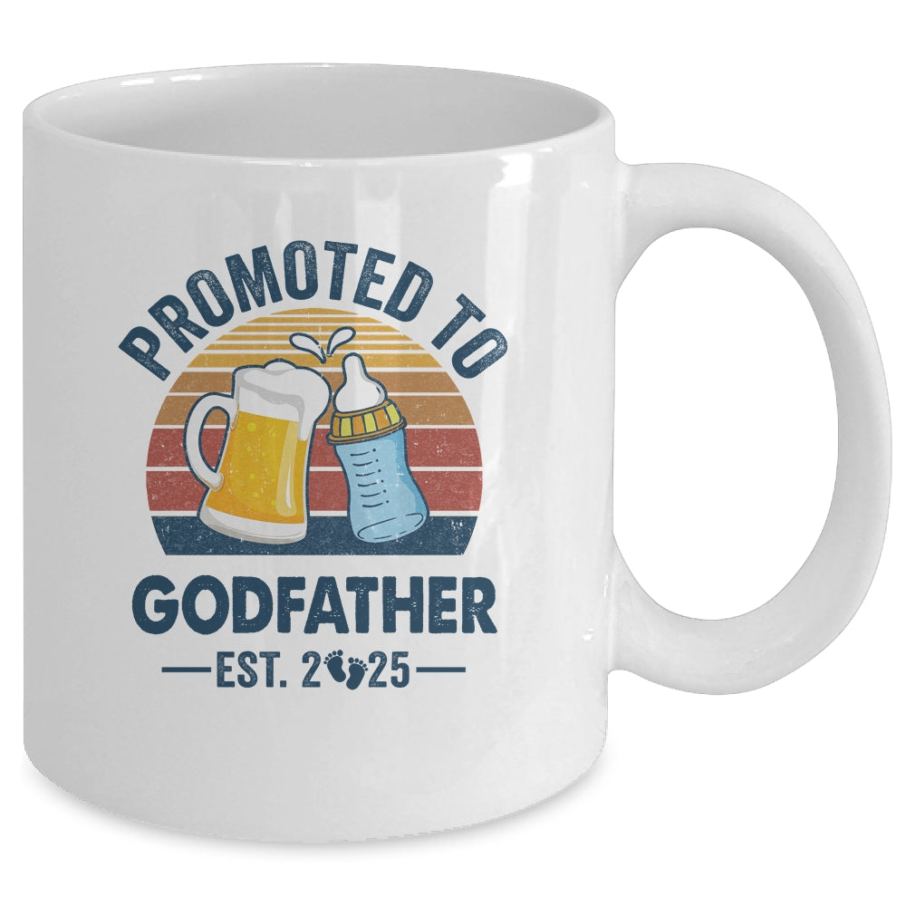 Promoted To Godfather Est 2025 First Time Fathers Day Retro Mug | teecentury