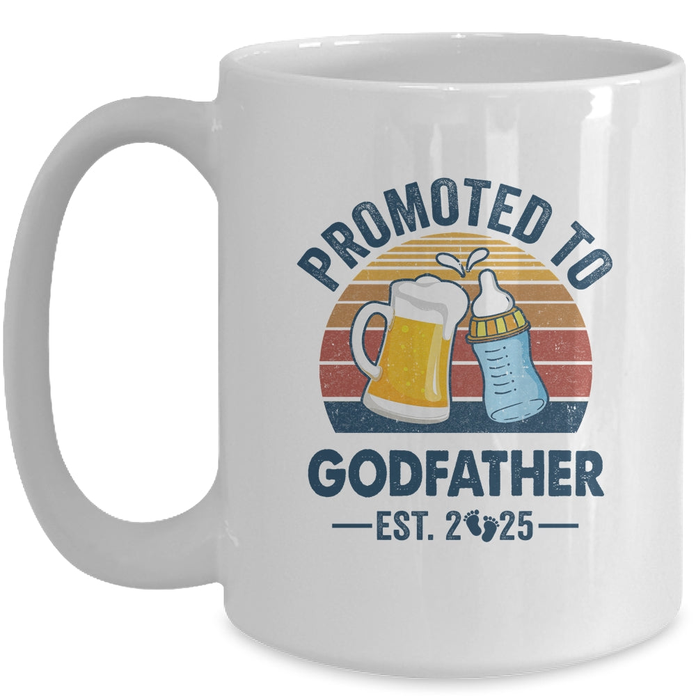 Promoted To Godfather Est 2025 First Time Fathers Day Retro Mug | teecentury