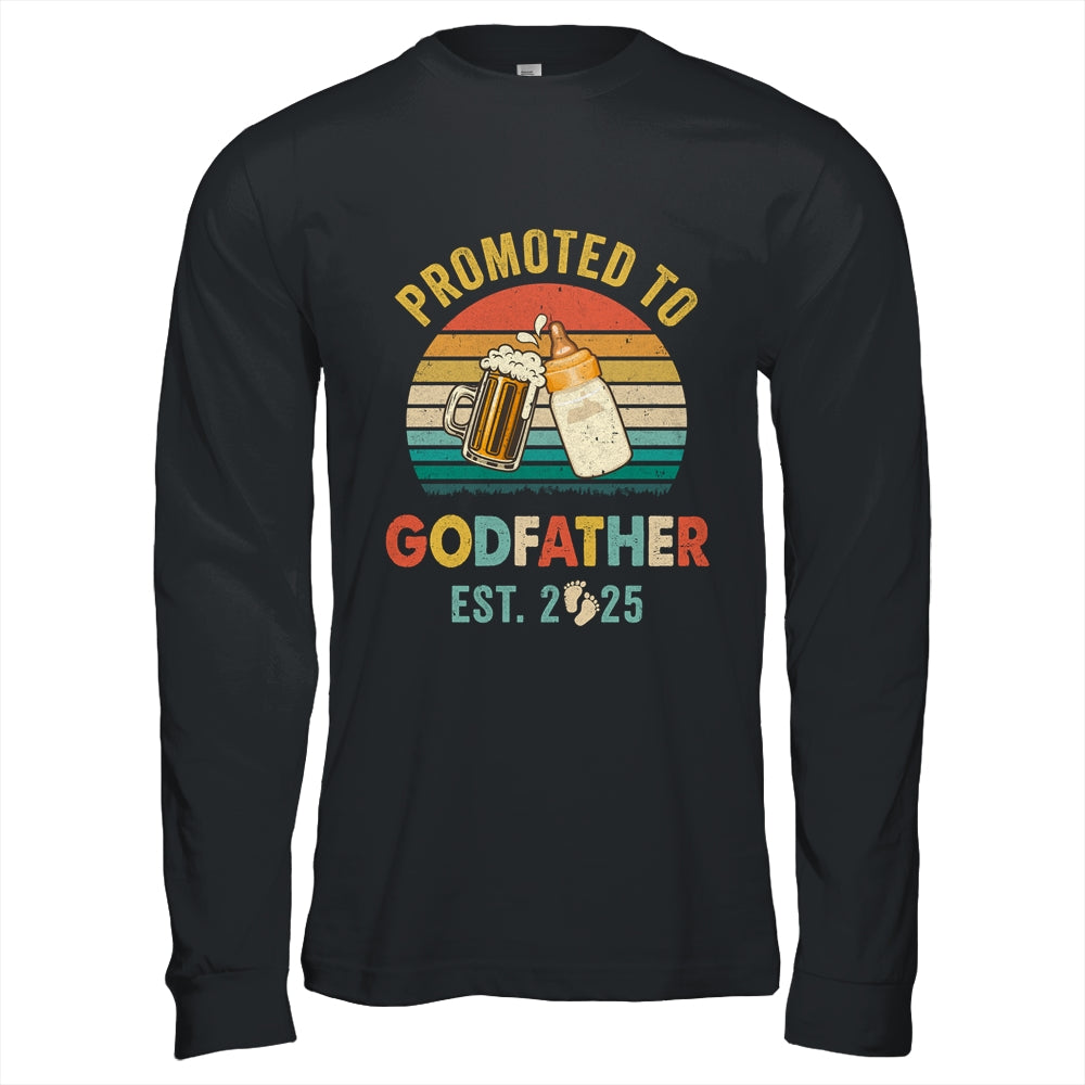 Promoted To Godfather Est 2025 Vintage New Fathers Day Shirt & Hoodie | teecentury