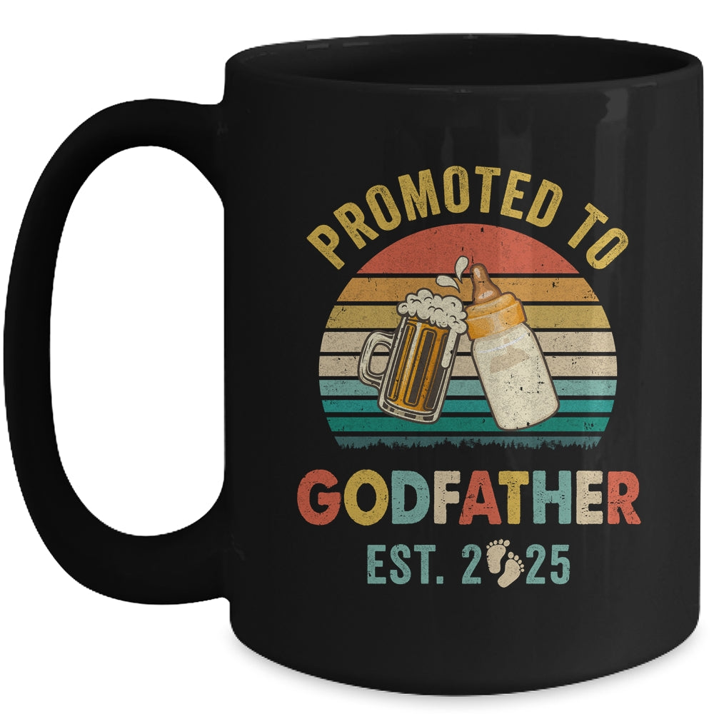 Promoted To Godfather Est 2025 Vintage New Fathers Day Mug | teecentury